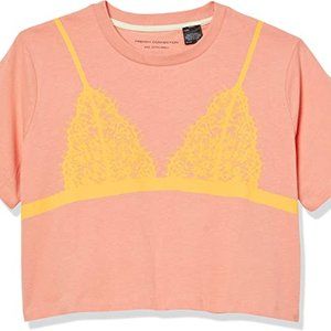 French Connection Lace Crop Tee Papaya Punch Orange